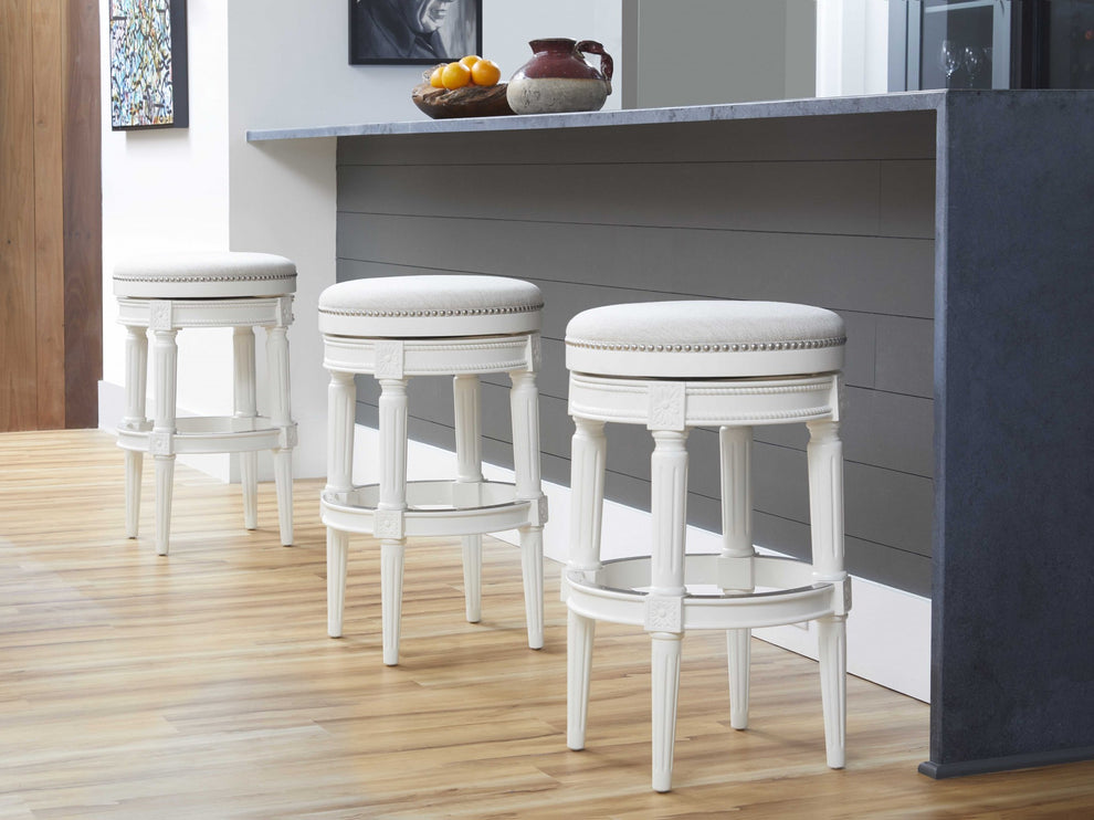 Distressed Walnut Finished Bar Height Round Stool By Homeroots | Bar Stools | Modishstore - 9