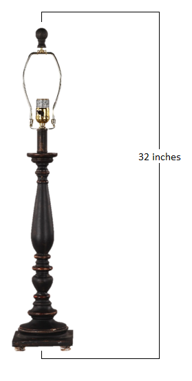 Distressed Black Traditional Table Lamp Base Only By Homeroots | Table Lamps | Modishstore - 2