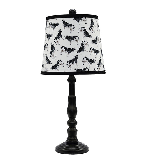 Black Traditional Table Lamp with Cow Printed Shade By Homeroots | Table Lamps | Modishstore