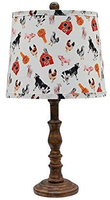 Brown Traditional Table Lamp with Farm Animal Printed Shade By Homeroots | Table Lamps | Modishstore - 2