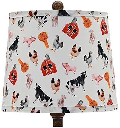 Brown Traditional Table Lamp with Farm Animal Printed Shade By Homeroots | Table Lamps | Modishstore - 3