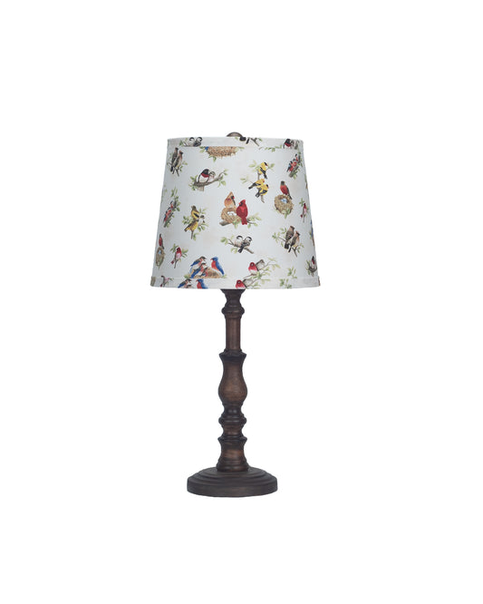 Distressed Brown Traditional Table Lamp with Birds Printed Shade By Homeroots | Table Lamps | Modishstore