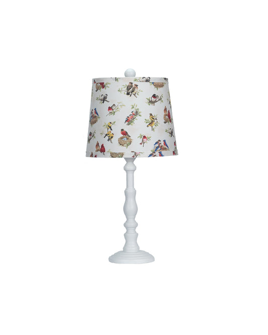 White Traditional Table Lamp with Birds Printed Shade By Homeroots | Table Lamps | Modishstore