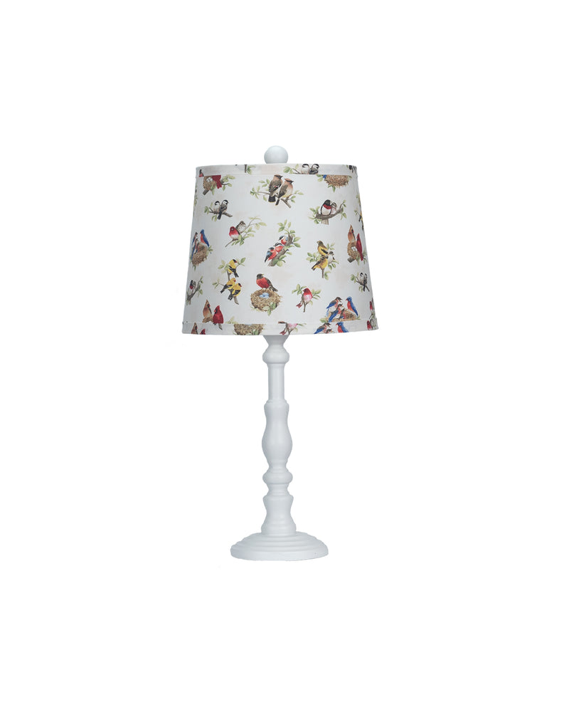 White Traditional Table Lamp with Birds Printed Shade By Homeroots | Table Lamps | Modishstore