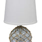 Glass and Net Finish Table Lamp with White Linen Shade By Homeroots | Table Lamps | Modishstore