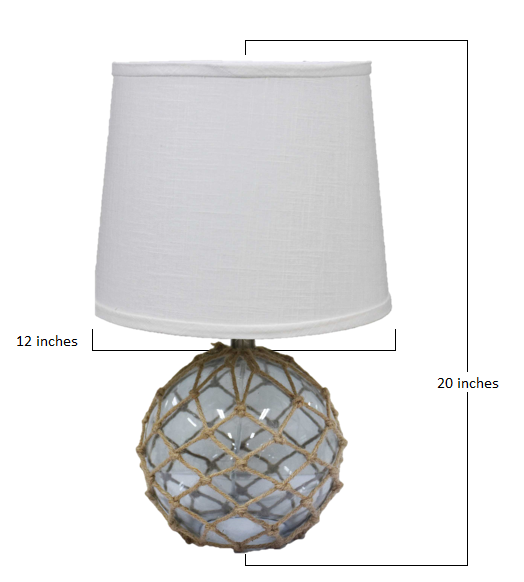 Glass and Net Finish Table Lamp with White Linen Shade By Homeroots | Table Lamps | Modishstore - 2