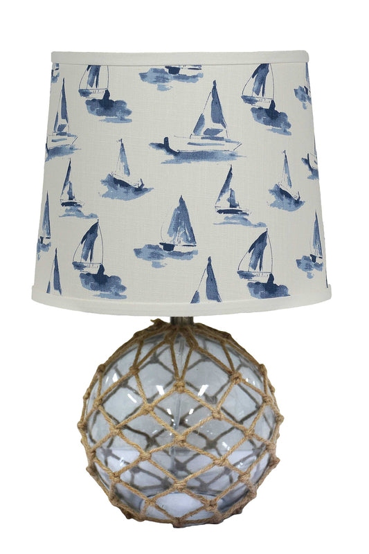 Glass and Net Finish Table Lamp with Sailboats Shade By Homeroots | Table Lamps | Modishstore