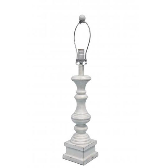 Distressed Whitewash Squared Candlestick Lamp Base By Homeroots | Table Lamps | Modishstore
