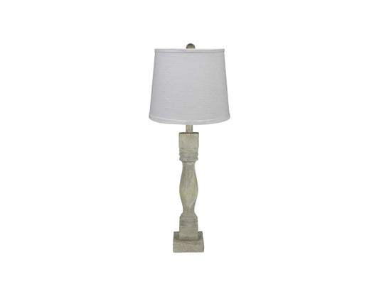 Distressed Washed Wood Finish Table Lamp with Crisp White Shade By Homeroots | Table Lamps | Modishstore