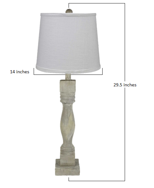 Distressed Washed Wood Finish Table Lamp with Crisp White Shade By Homeroots | Table Lamps | Modishstore - 2