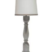 Brown Washed Wood Finish Table Lamp with White Linen Shade By Homeroots
