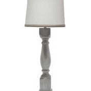 Brown Washed Wood Finish Table Lamp with White Linen Shade By Homeroots