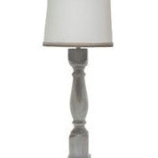 Brown Washed Wood Finish Table Lamp with White Linen Shade By Homeroots | Table Lamps | Modishstore - 2