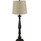 Distressed Black Traditional Table Lamp with Natural Burlap Fabric Shade By Homeroots | Table Lamps | Modishstore