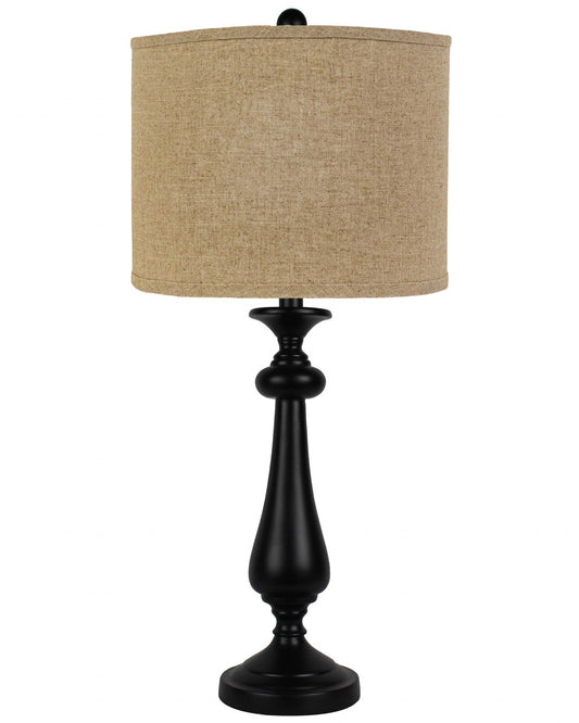 Black Candlestick Sandy Tan Shade Table Lamp By Homeroots | Table Lamps | Modishstore