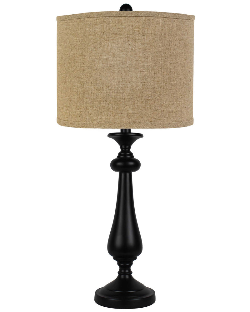 Black Candlestick Sandy Tan Shade Table Lamp By Homeroots | Table Lamps | Modishstore