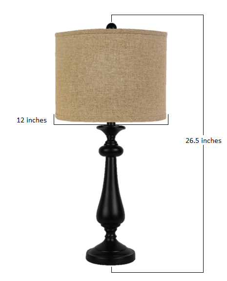 Black Candlestick Sandy Tan Shade Table Lamp By Homeroots | Table Lamps | Modishstore - 2