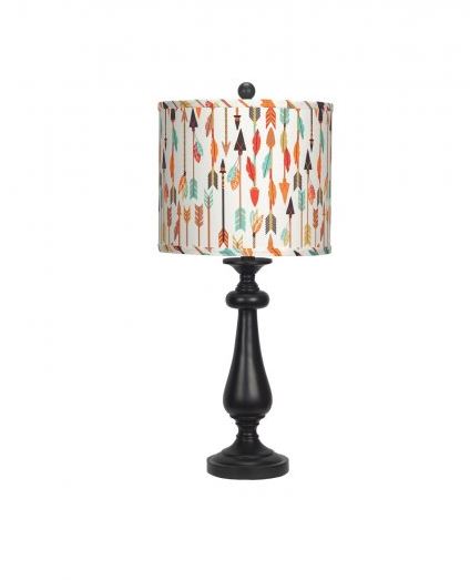 Black Candlestick Multi Color Tribal Arrows Shade table Lamp By Homeroots | Table Lamps | Modishstore