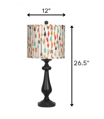 Black Candlestick Multi Color Tribal Arrows Shade table Lamp By Homeroots | Table Lamps | Modishstore - 2