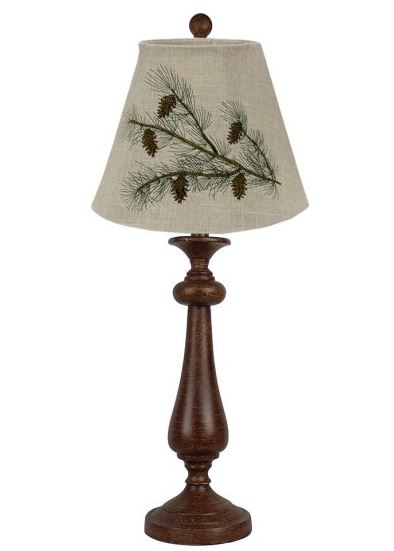 Brown Candlestick Forest Pinecone Tree Shade Table Lamp By Homeroots | Table Lamps | Modishstore