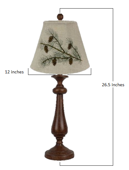 Brown Candlestick Forest Pinecone Tree Shade Table Lamp By Homeroots | Table Lamps | Modishstore - 2