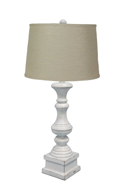 Distressed Whitewash Beige Shade Table Lamp By Homeroots | Table Lamps | Modishstore