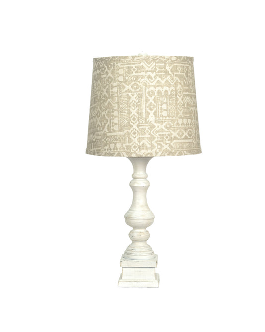 Distressed Whitewash Beige Batik Shade Table Lamp By Homeroots | Table Lamps | Modishstore