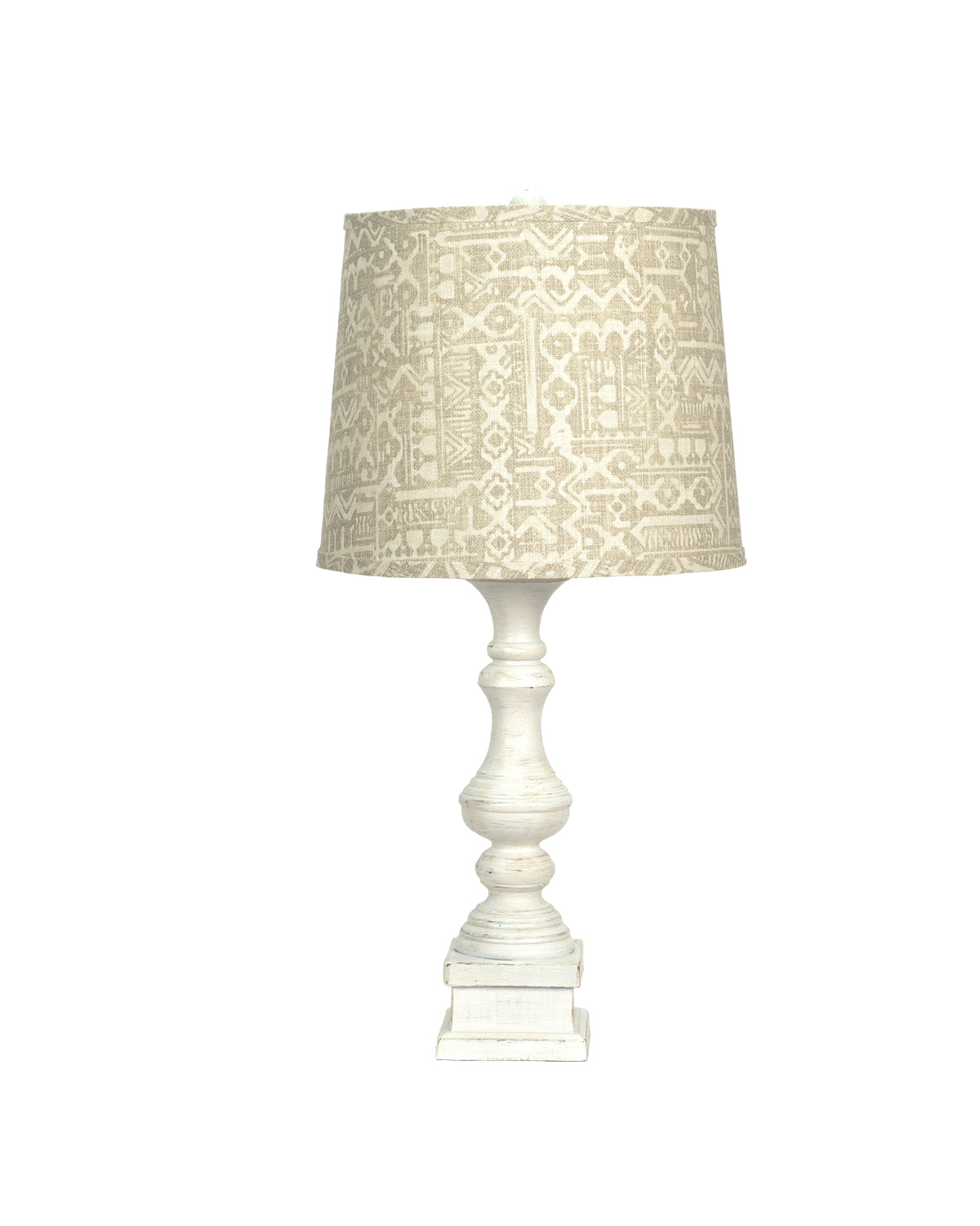 Distressed Whitewash Beige Batik Shade Table Lamp By Homeroots | Table Lamps | Modishstore