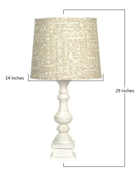 Distressed Whitewash Beige Batik Shade Table Lamp By Homeroots | Table Lamps | Modishstore - 2