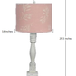 Distressed White Table Lamp with Olive Branch Pink Shade By Homeroots | Table Lamps | Modishstore - 2