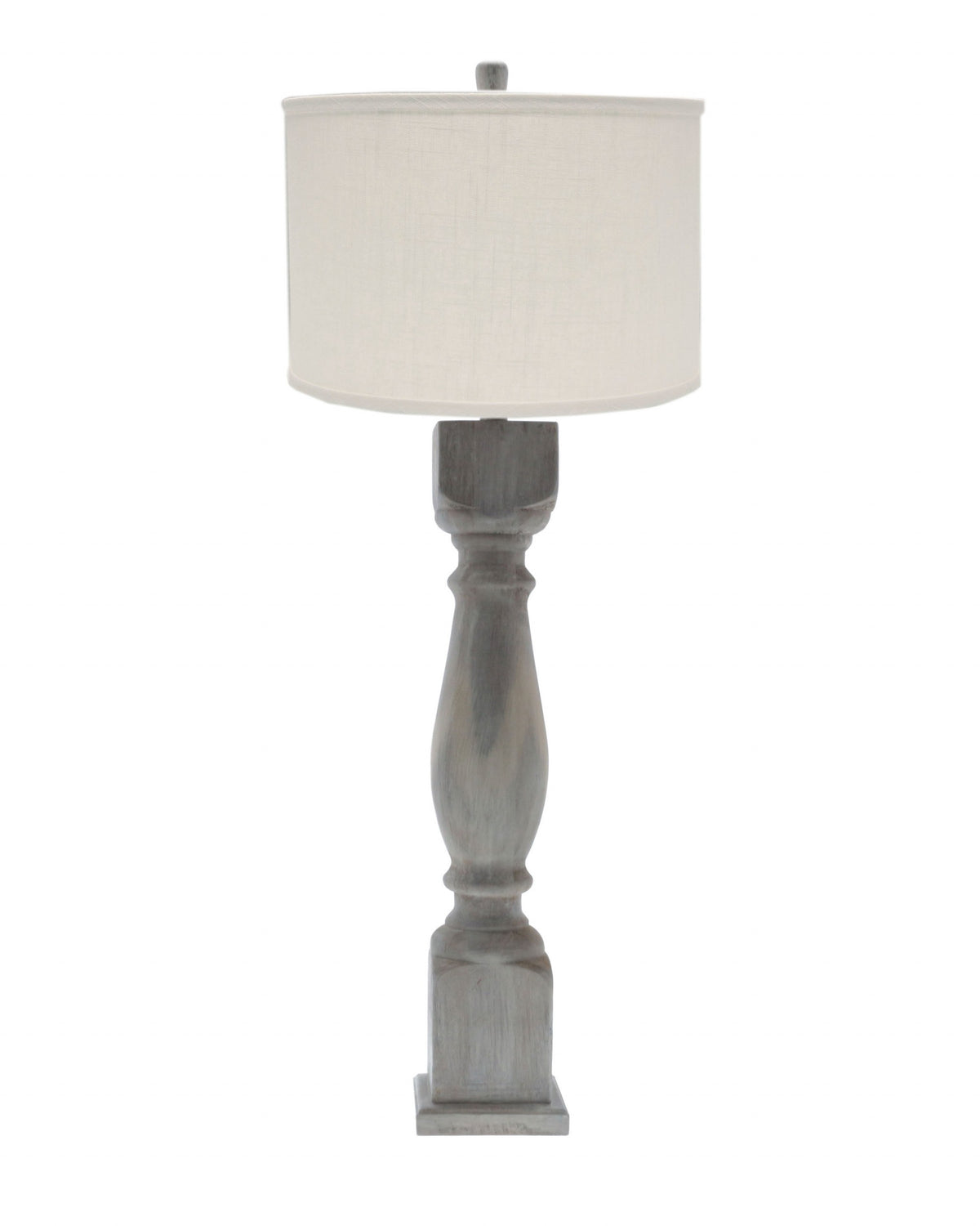 Brown Washed Wood Finish Table Lamp with Ivory Linen Shade By Homeroots | Table Lamps | Modishstore