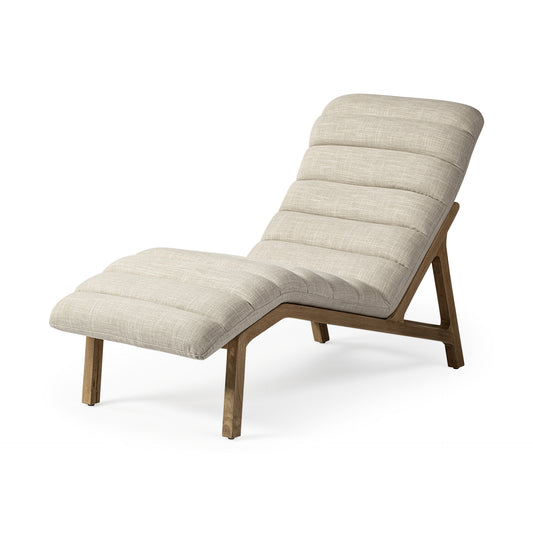 Modern Cream Fabric Upholstered Chaise Lounge Chair With Solid Wood Frame And Base By Homeroots | Accent Chairs | Modishstore