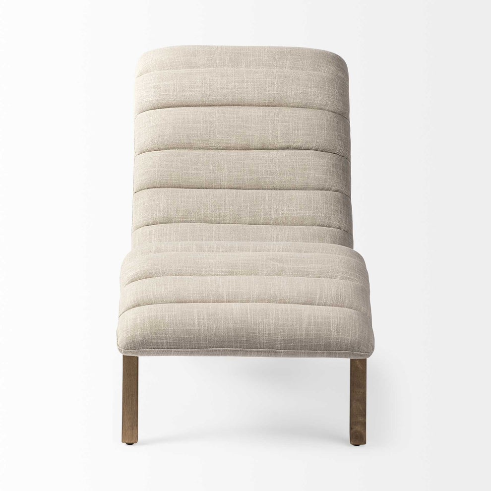 Modern Cream Fabric Upholstered Chaise Lounge Chair With Solid Wood Frame And Base By Homeroots | Accent Chairs | Modishstore - 2