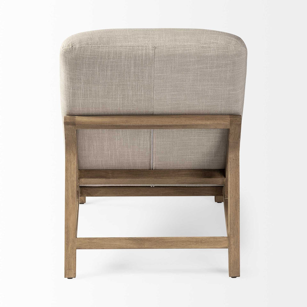 Modern Cream Fabric Upholstered Chaise Lounge Chair With Solid Wood Frame And Base By Homeroots | Accent Chairs | Modishstore - 4