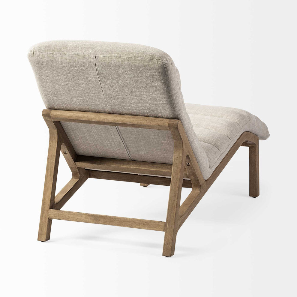 Modern Cream Fabric Upholstered Chaise Lounge Chair With Solid Wood Frame And Base By Homeroots | Accent Chairs | Modishstore - 5