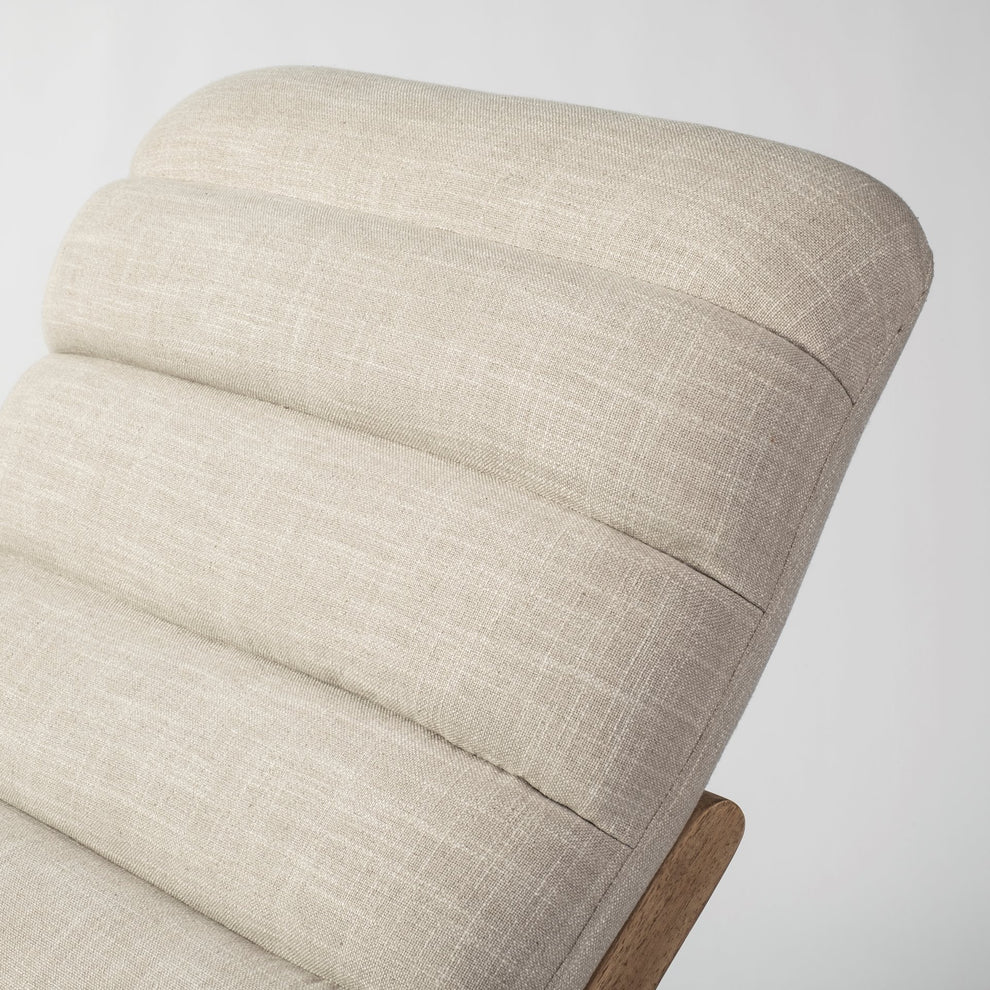 Modern Cream Fabric Upholstered Chaise Lounge Chair With Solid Wood Frame And Base By Homeroots | Accent Chairs | Modishstore - 6