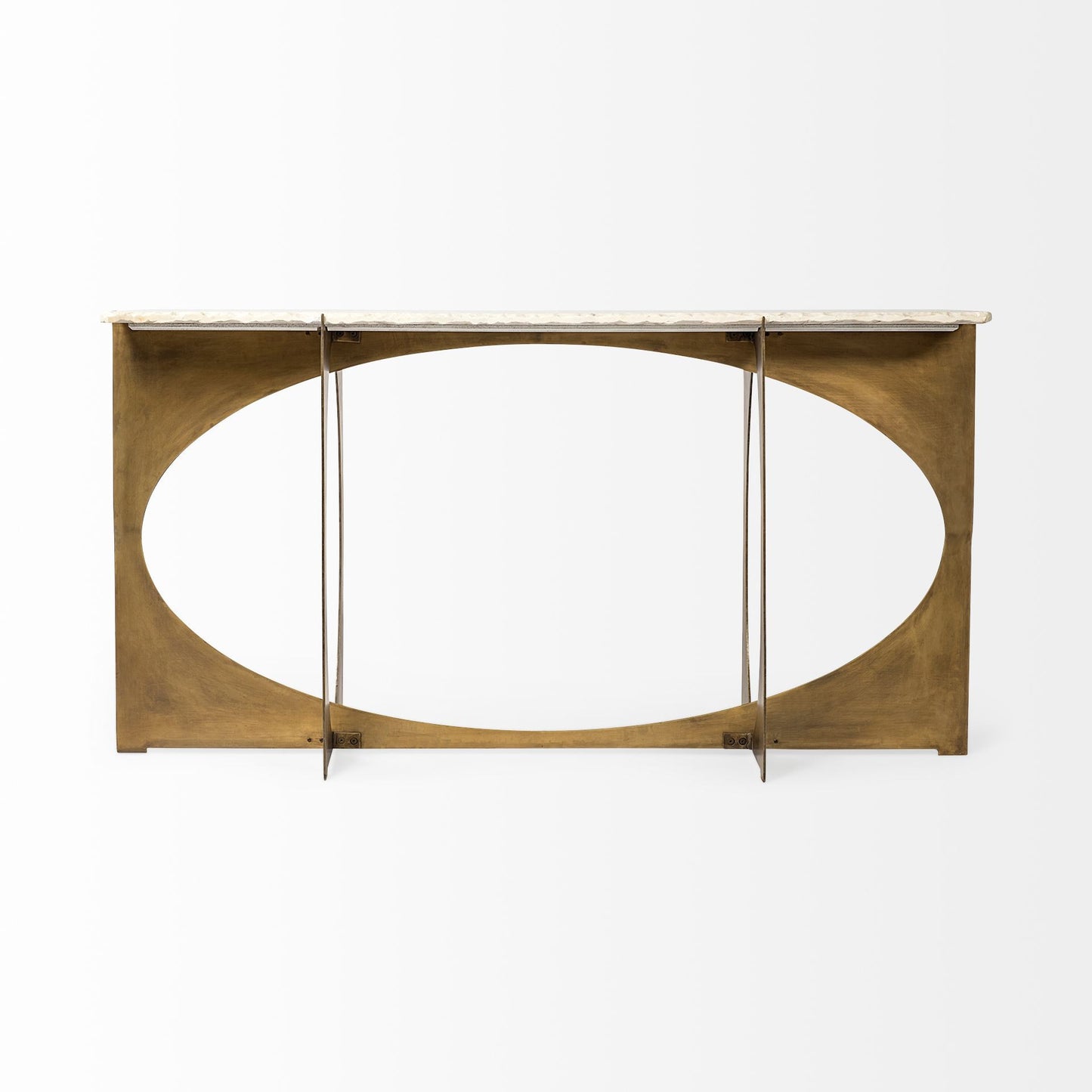 Rectangular White Marble Console Table With Gold Metal Base By Homeroots