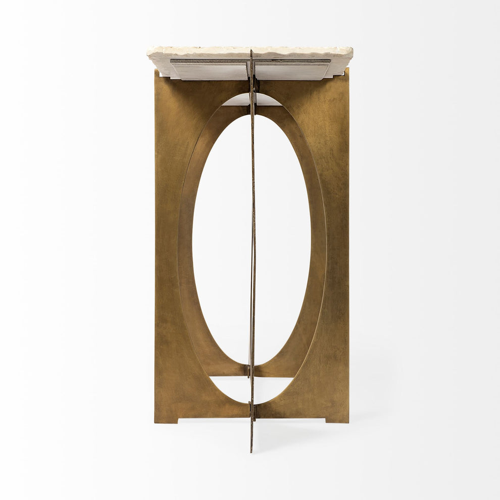Rectangular White Marble Console Table With Gold Metal Base By Homeroots | Console Tables | Modishstore - 5