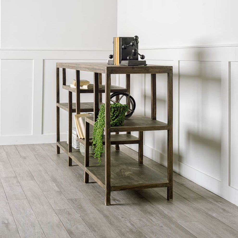 Solid Mango Wood Finish Console Table With Multi Level Shelf By Homeroots | Console Tables | Modishstore - 2