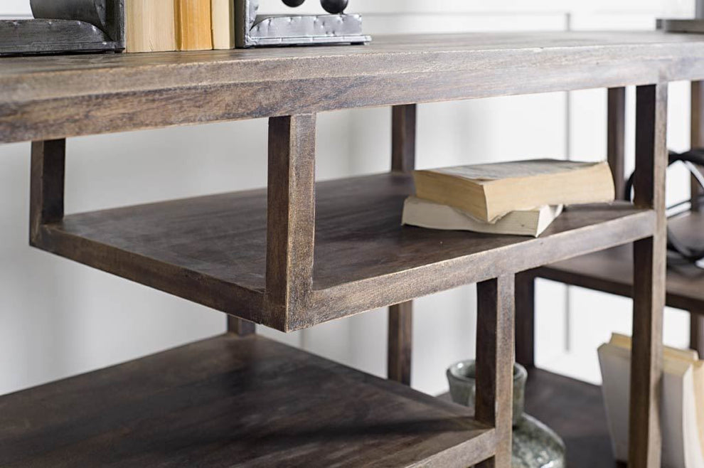Solid Mango Wood Finish Console Table With Multi Level Shelf By Homeroots | Console Tables | Modishstore - 5