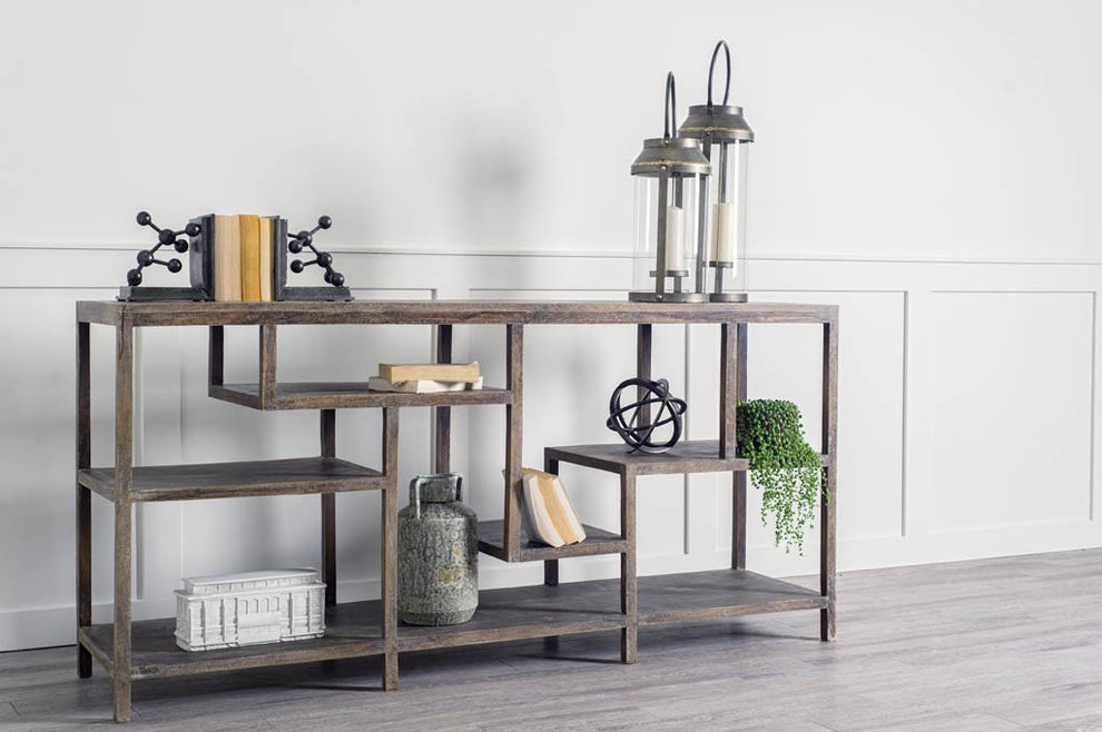 Solid Mango Wood Finish Console Table With Multi Level Shelf By Homeroots | Console Tables | Modishstore - 6