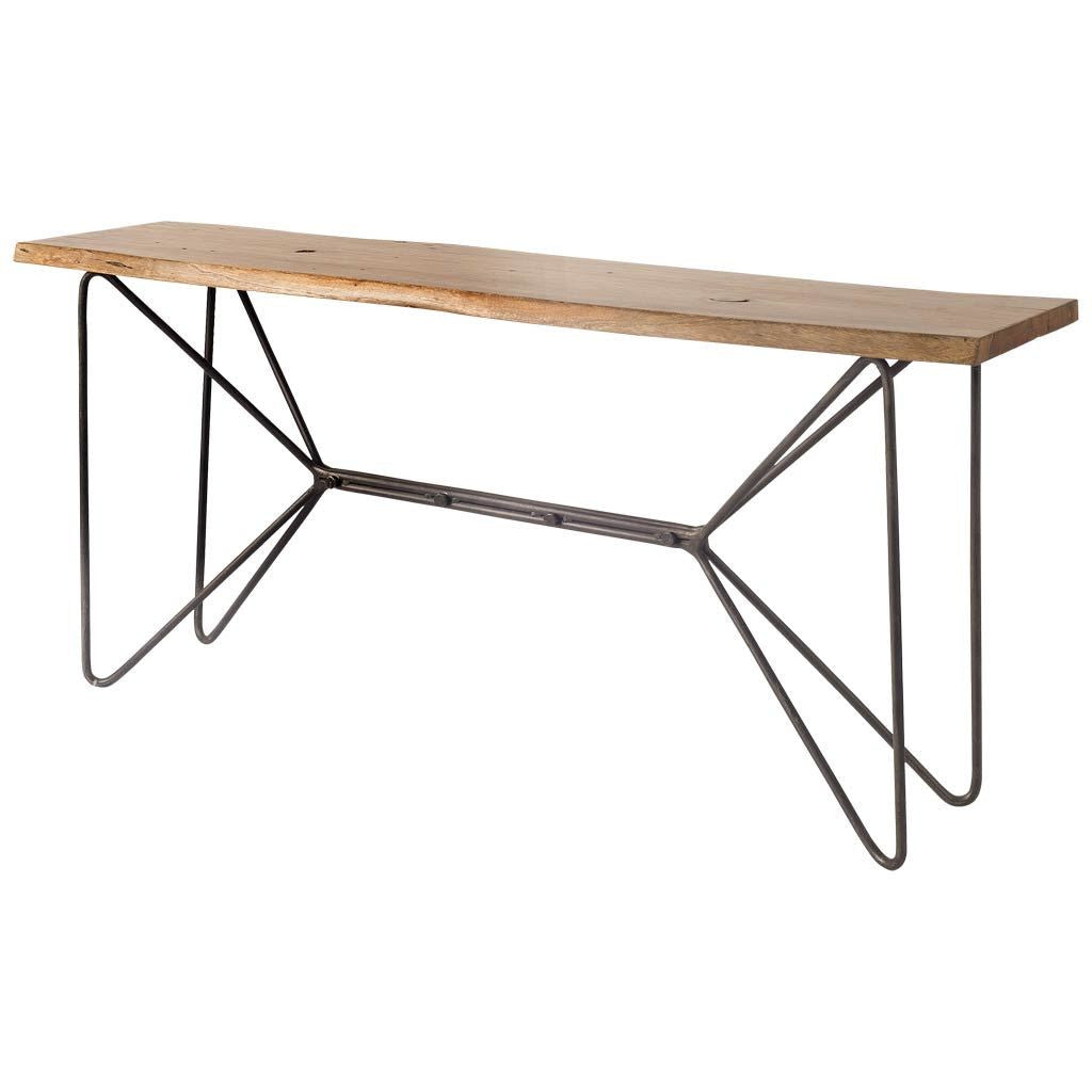 Medium Brown Solid Acacia Wood Console Table With Solid Iron Base. By Homeroots | Console Tables | Modishstore