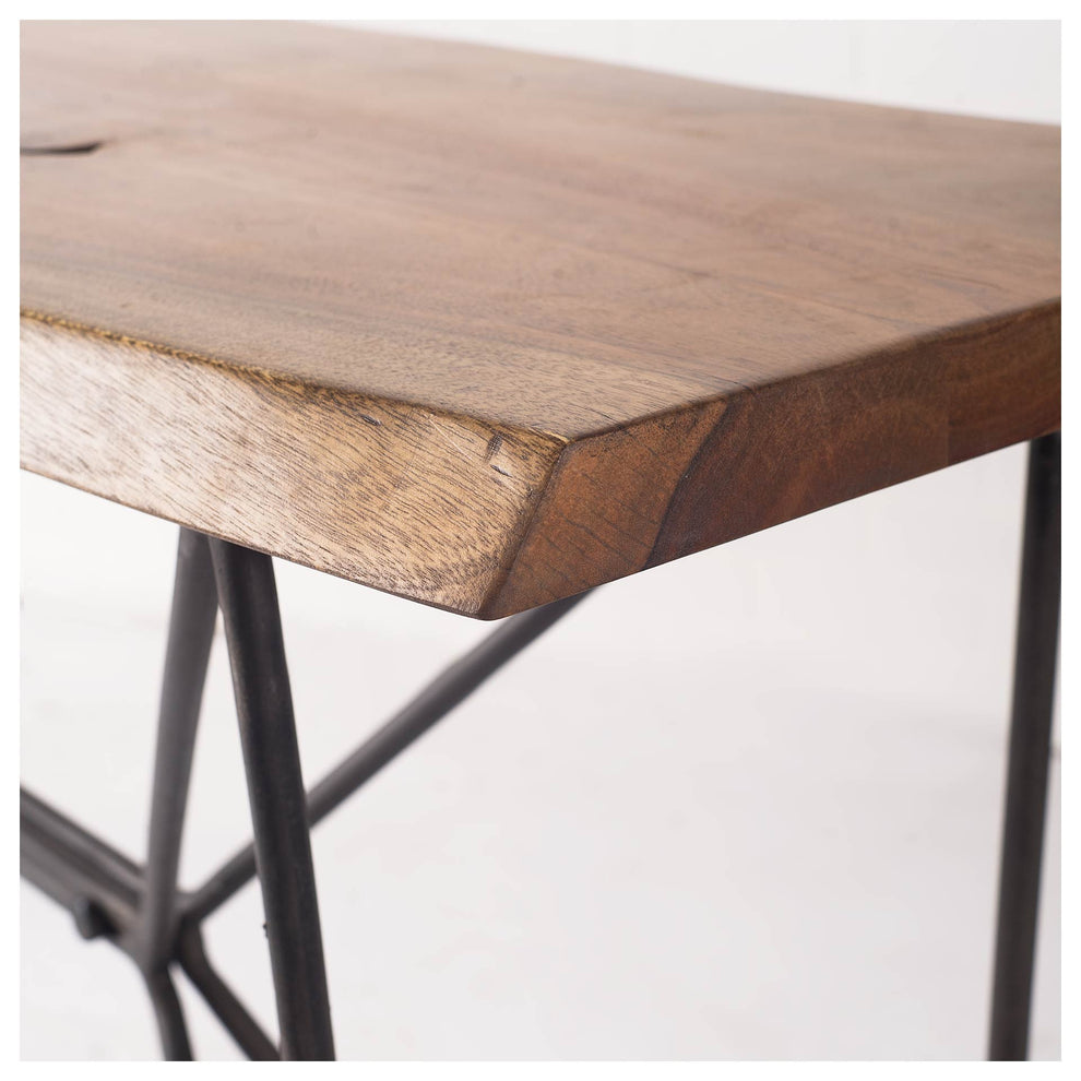 Medium Brown Solid Acacia Wood Console Table With Solid Iron Base. By Homeroots | Console Tables | Modishstore - 2