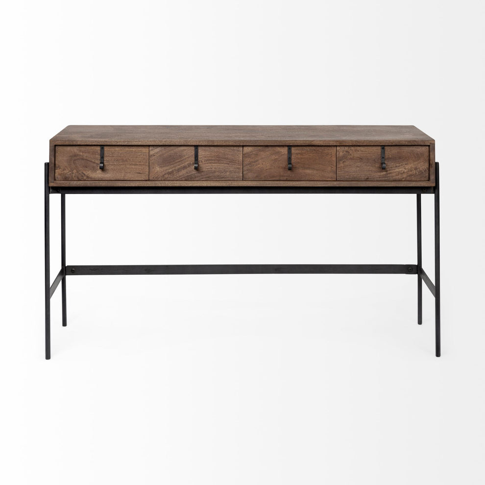 Rectangular Mango Wood Finish Console Table With 4 Drawers By Homeroots | Console Tables | Modishstore - 2