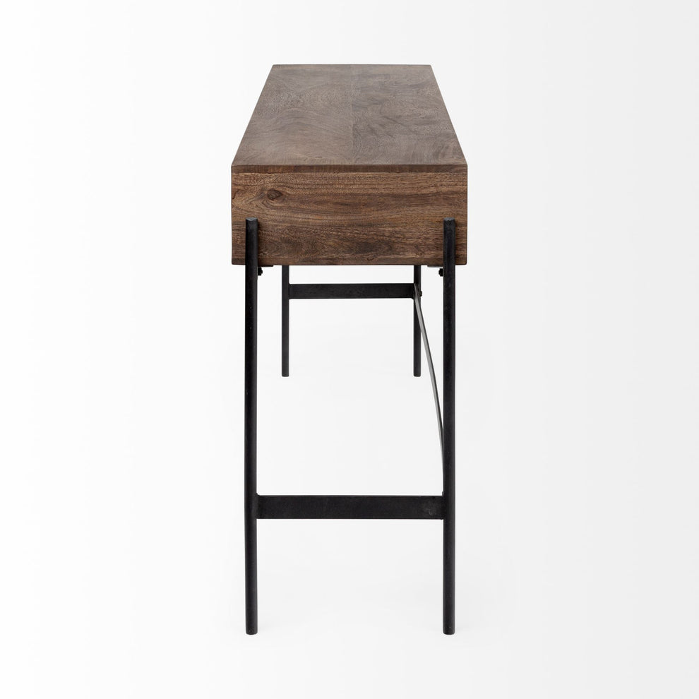 Rectangular Mango Wood Finish Console Table With 4 Drawers By Homeroots | Console Tables | Modishstore - 3
