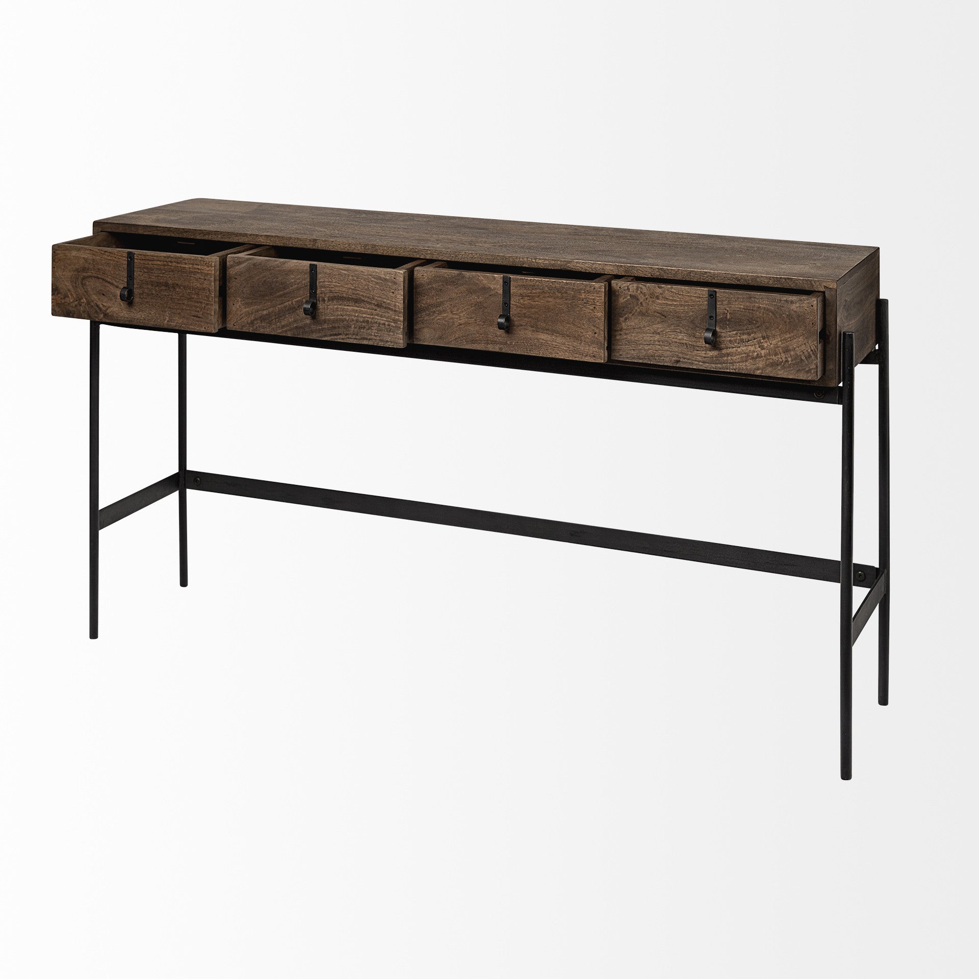 Rectangular Mango Wood Finish Console Table With 4 Drawers By Homeroots | Console Tables | Modishstore - 5
