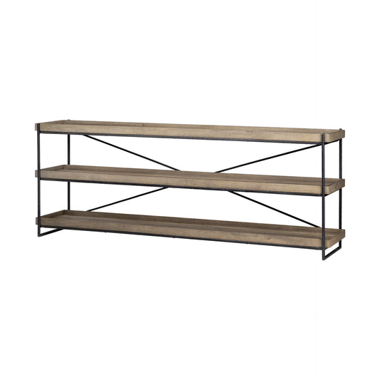 Light Brown Mango Wood Finish Console Table With Matte Black Iron Frame By Homeroots | Console Tables | Modishstore
