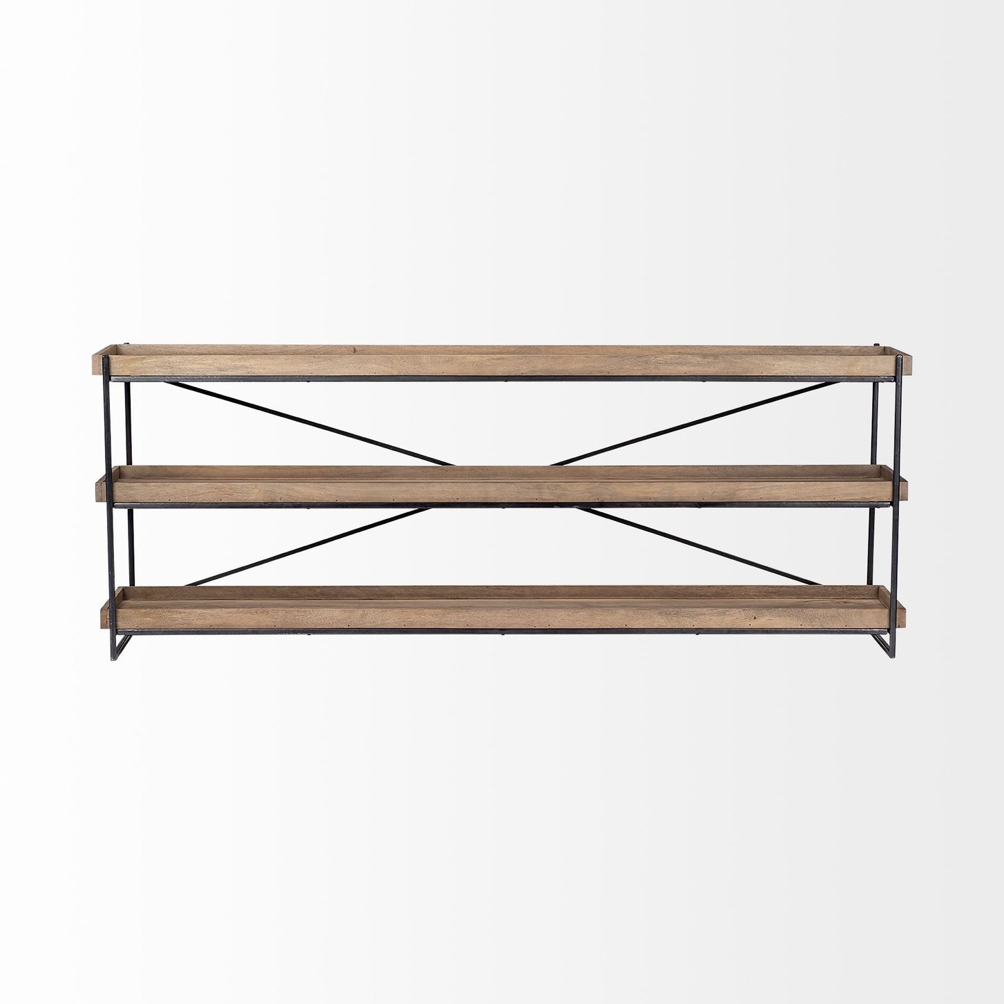 Light Brown Mango Wood Finish Console Table With Matte Black Iron Frame By Homeroots | Console Tables | Modishstore - 2