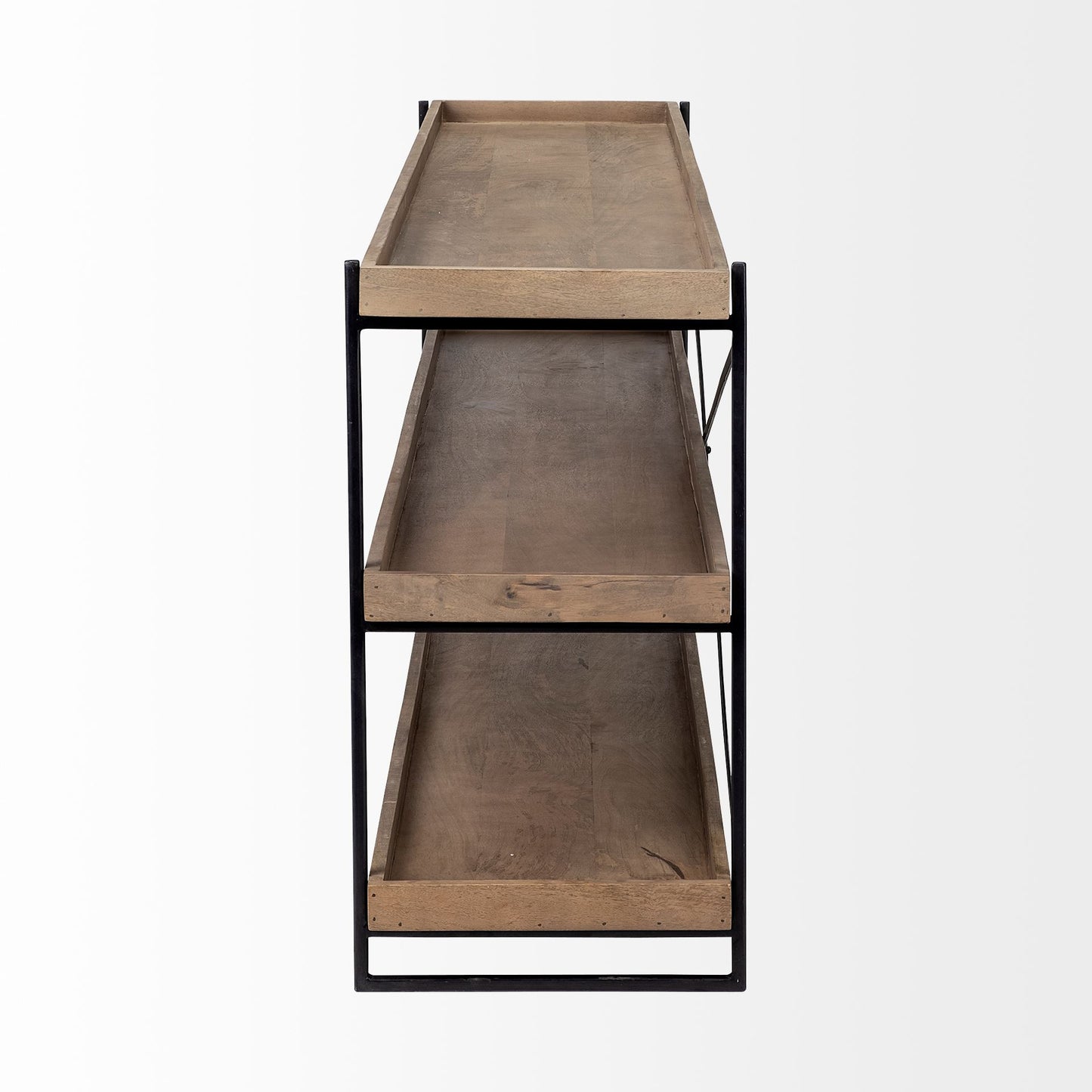 Light Brown Mango Wood Finish Console Table With Matte Black Iron Frame By Homeroots | Console Tables | Modishstore - 3