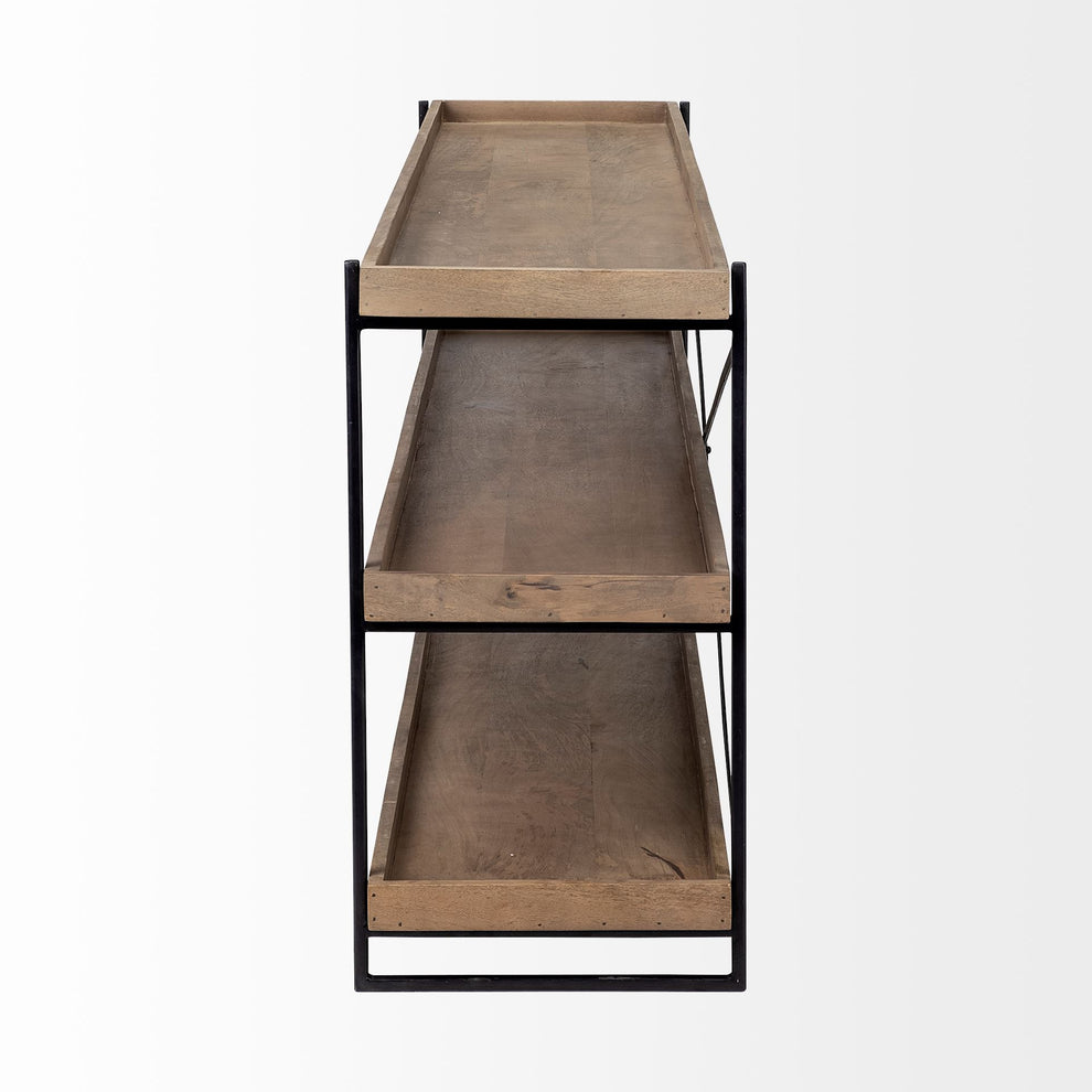 Light Brown Mango Wood Finish Console Table With Matte Black Iron Frame By Homeroots | Console Tables | Modishstore - 3